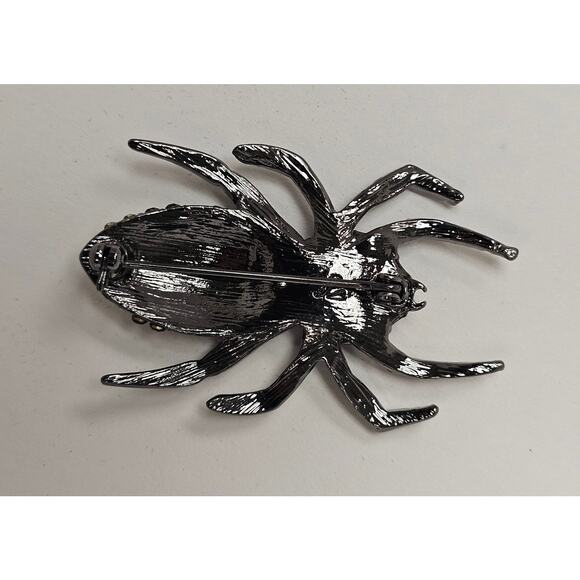 Anthropologie Black Gothic Rhinestone Spider Brooch - Picture 6 of 6
